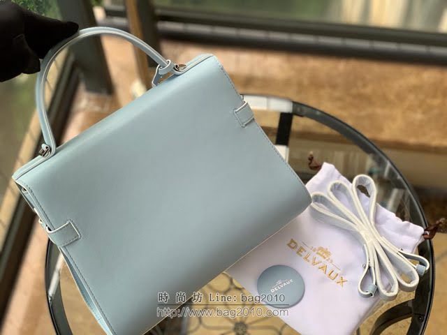 DELVAUX女包 比利時品牌 Tempete手袋 柔軟牛皮 德爾沃女手提包 中號手拎包 Delvaux單肩斜挎包 TP0028晴空藍  fcs1217